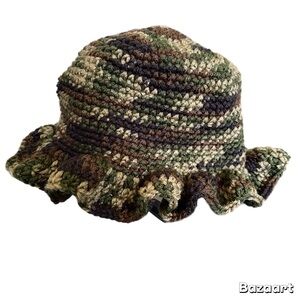 Hand Crafted Green and Brown Camouflage Bucket Hat
